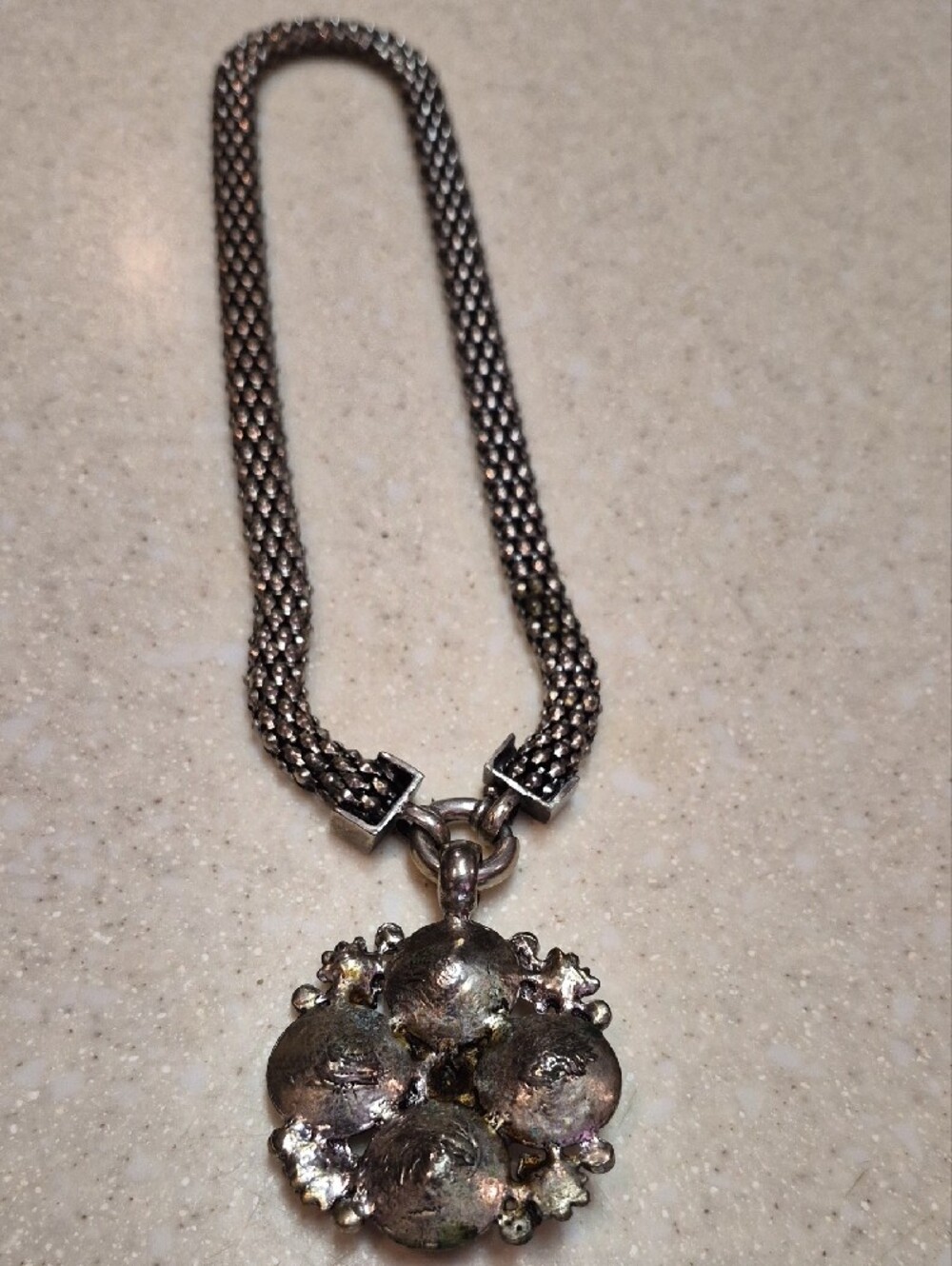 Silver-Tone Crystal Flower Pendant Necklace - Women Jewelry - Picture 3 of 3